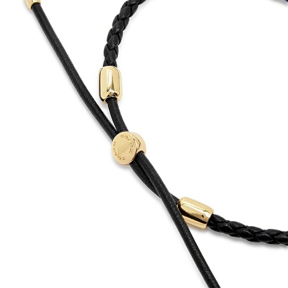 COACH 🦕 Rexy Dinosaur Leather Friendship Slider Bracelet Black Gold - Picture 4 of 9